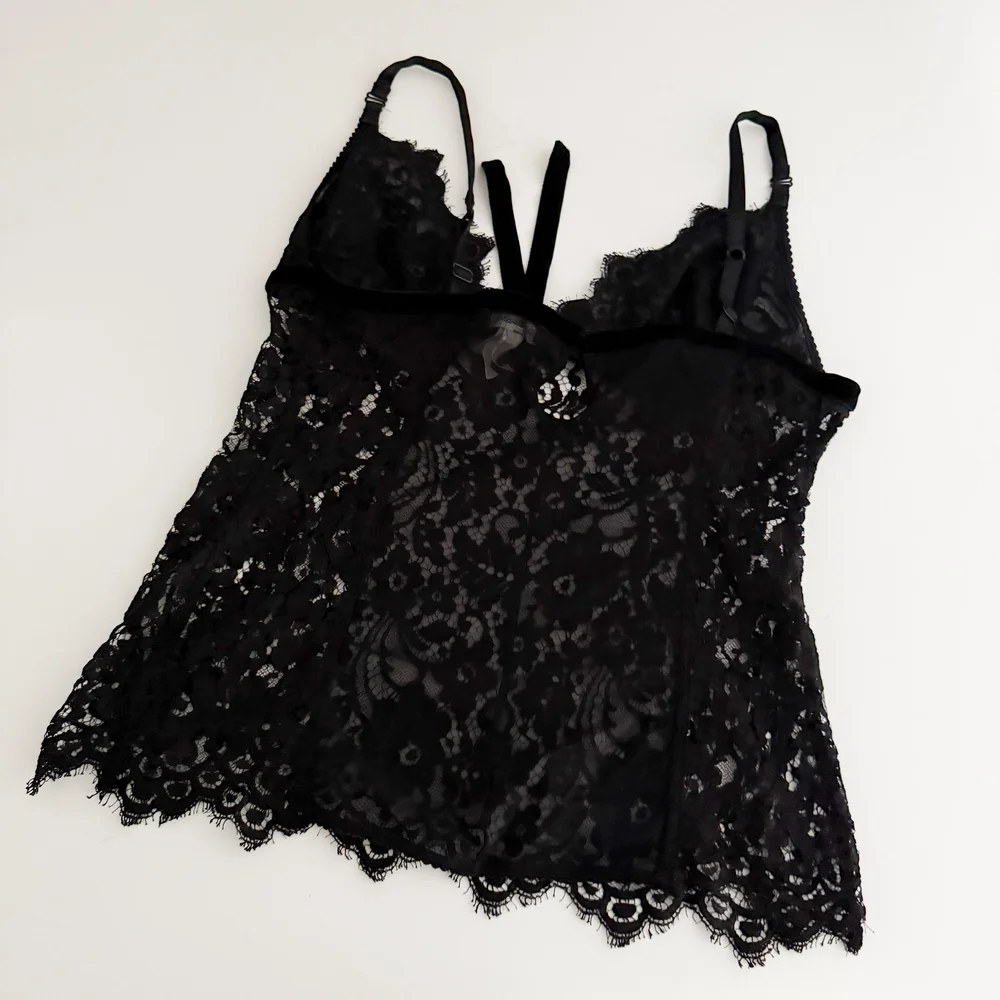 Dolce & Gabbana Chic Black Sheer Lace Camisole (Large) — sororité.
